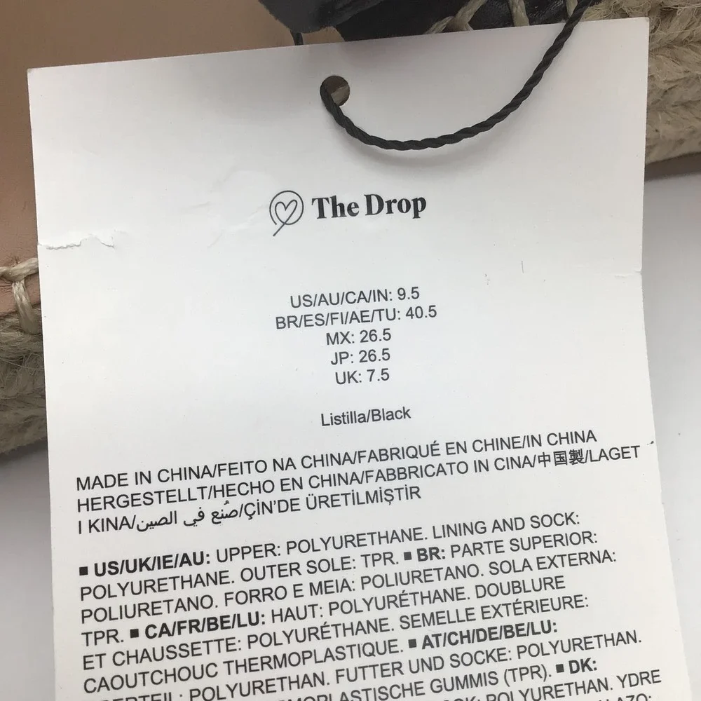 The Drop Womens Listilla Black Espadrille Wedge Sandals Size 9.5 Platform NEW